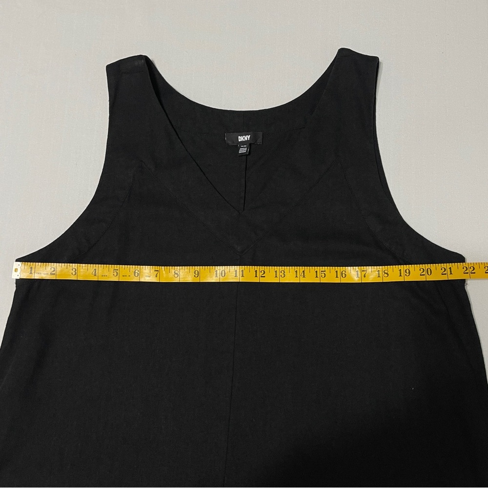 DKNY Sleeveless V Neck Black Linen Maxi Dress XL - Picture 6 of 7